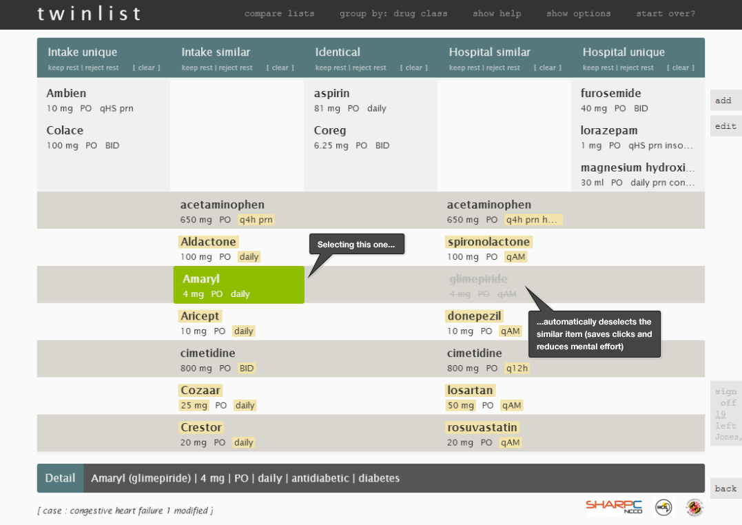 drug becomes bright green when selected